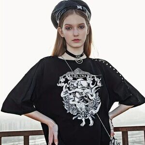 PUNK RAVE cherub print split sleeve tee